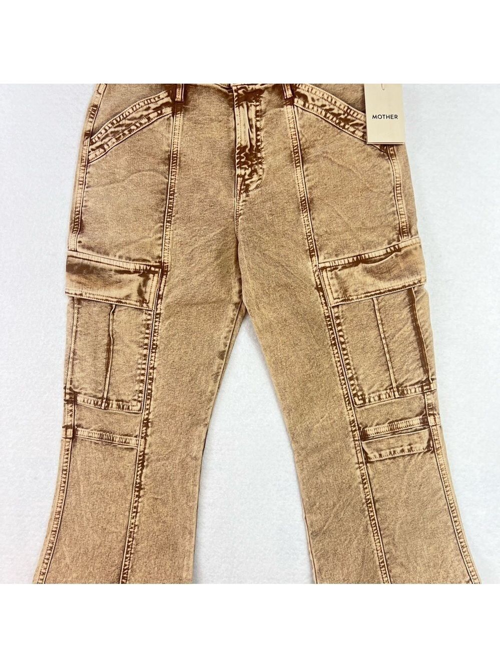 MOTHER Wide Leg Jeans The Swiss Army Desperado Heel Jeans in Tan Sz 28 NWT - Picture 4 of 16